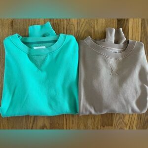 2 American Eagle Outfitters Sweatshirts- Green and Tan